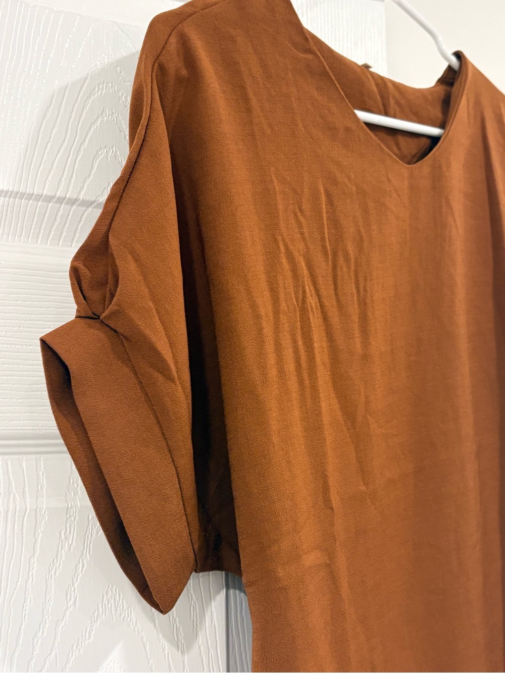 Relaxed V-Neck Tunic in Warm Rust